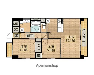 グレイスガーデン三国ヶ丘【603号室】の間取り