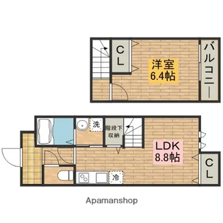 スリーハーブズ メルヴェーユ三国ヶ丘【110号室】の間取り