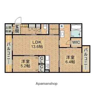ファイブヒルズ欅 弐番館【208号室】の間取り