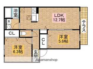 シャーメゾン神市【102号室】の間取り