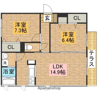 シャーメゾン セレッソ【102号室】の間取り