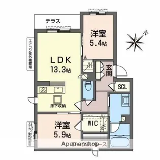 シャーメゾン ルーナ ノワ【103号室】の間取り