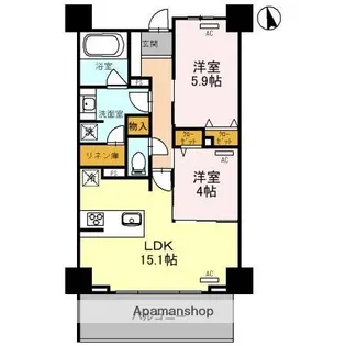 2LDKの間取り画像