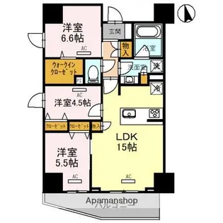グランドポー【603号室】の間取り