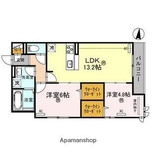 シャンピア北花田【203号室】の間取り