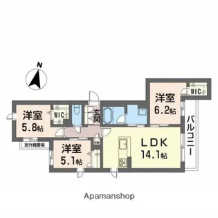 SHAMAISON 堺三国ヶ丘【3階】の間取り