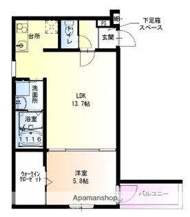 フジパレス上野芝Ⅱ番館【102号室】の間取り