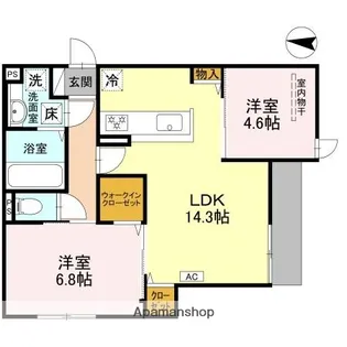 LIBERTY ISLAND【101号室】の間取り