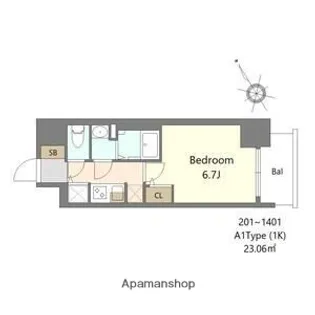 S−RESIDENCE堺湊駅前AZURE【301号室】の間取り