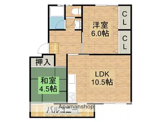 国土コーポ諏訪ノ森A【1階】の間取り