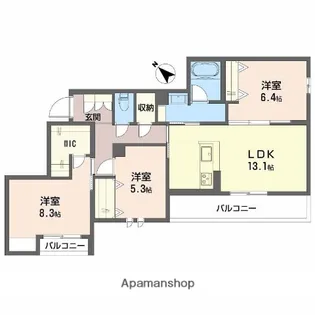 シャーメゾン グラニテ【203号室】の間取り