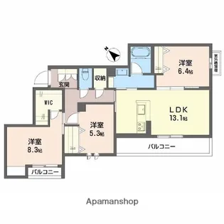 シャーメゾン グラニテ【303号室】の間取り