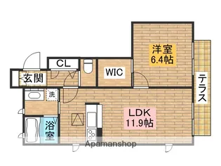シャーメゾンオプス【101号室】の間取り