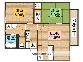 鍵田ハイツ【103号室】の間取り