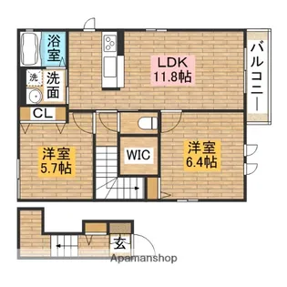 CASA永山園B【B201号室】の間取り