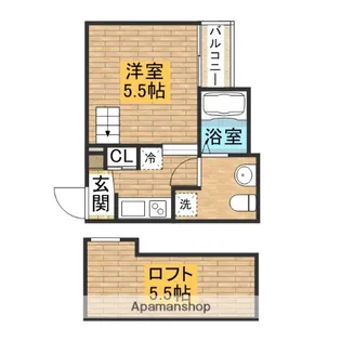 フェリオ北清水【103号室】の間取り