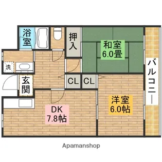 プラージュ楠【303号室】の間取り