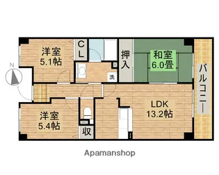 ベル・ドムール羽衣【3階】の間取り