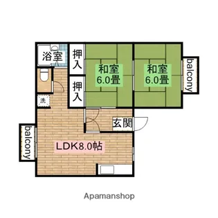 プティセゾン草部【2階】の間取り