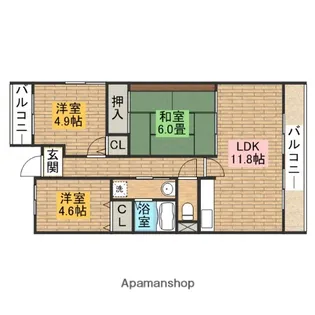 ラ・シーム・フルール石津【3階】の間取り
