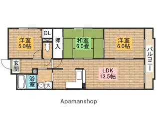 ロイヤルメゾン羽衣【6階】の間取り