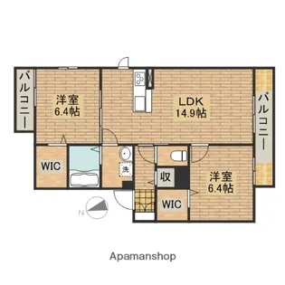 ソラーナ深井B棟【3階】の間取り