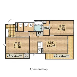 ファイブコート上野芝【2階】の間取り
