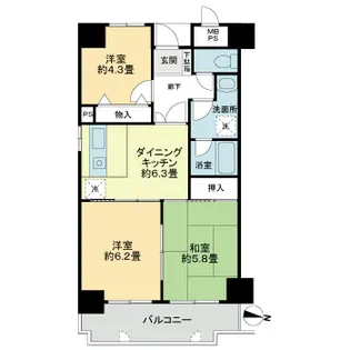 ライオンズマンション和泉上町【3階】の間取り