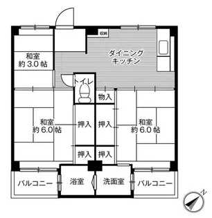 ビレッジハウス葛ノ葉1号棟【0402号室】の間取り