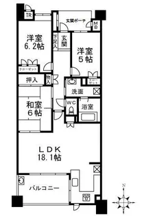 ルネフェリアス堺鳳【4階】の間取り