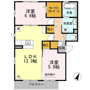 ファミール タカゼン E棟【2階】の間取り