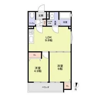 CASA CALMA菱木【103号室】の間取り