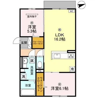 ラ ヴィータ鳳【101号室】の間取り