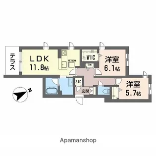 エクリアス浜寺【1階】の間取り