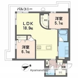 アルテーヌ浜寺元町【3階】の間取り