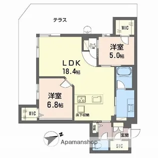 アルテーヌ浜寺元町【1階】の間取り
