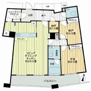 ザ・タワー大阪【45階】の間取り