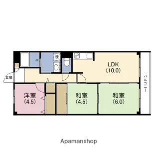 レジデンスウエストアロウ夕陽ヶ丘【5階】の間取り