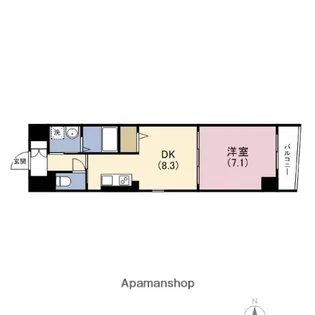 パークサイド法円坂【1階】の間取り