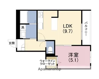 1LDKの間取り画像