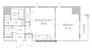 プランドール北浜【8階】の間取り