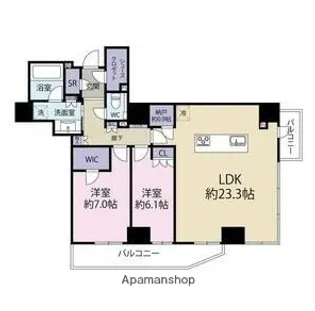 リバーガーデンタワー上町台筆ヶ崎【24階】の間取り