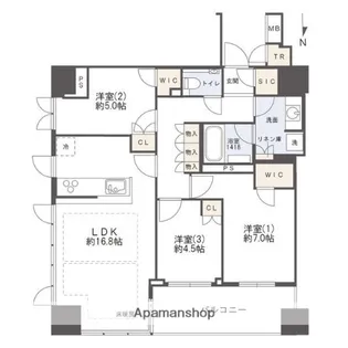 クレヴィアタワー御堂筋本町【25階】の間取り