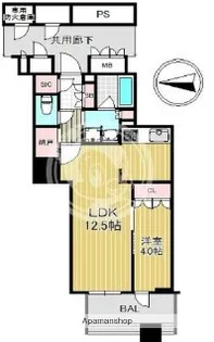 ブランズタワー大阪本町(B)【6階】の間取り