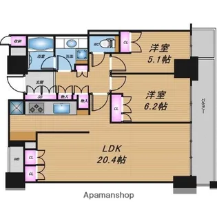 シティタワー大阪【19階】の間取り