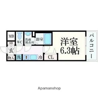 1Kの間取り画像