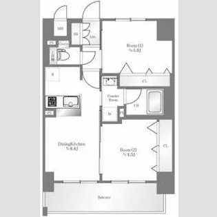 エステムコート難波サウスプレイス4パークグレイス【10階】の間取り