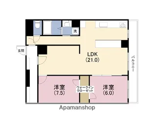 上六第一ダイヤモンドハイム【10階】の間取り