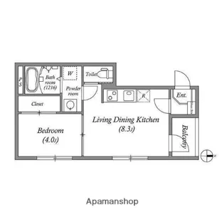ハーモニーテラス勝山北【1階】の間取り