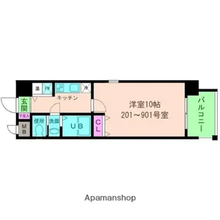 エス・キュート平野町【2階】の間取り